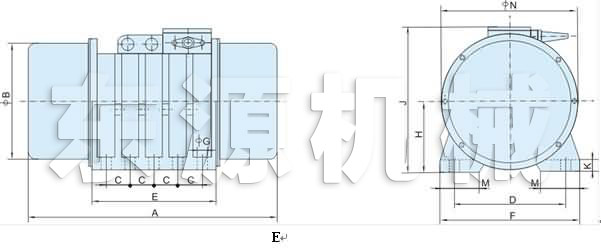 XVM-A振動(dòng)電機(jī)外形及安裝尺寸E